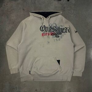 Vintage Y2K 2000s Quiksilver Skate Surf Snow Goth Emo Font Technical Hoodie